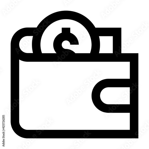 
A very well designed linear icon of wallet 

