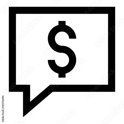 
Dollar inside bubble denoting linear icon of financial chat 

