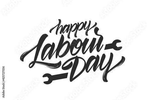 Handwritten brush type lettering of Happy Labour Day.