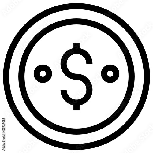 
A very well designed linear icon of dollar coin 

