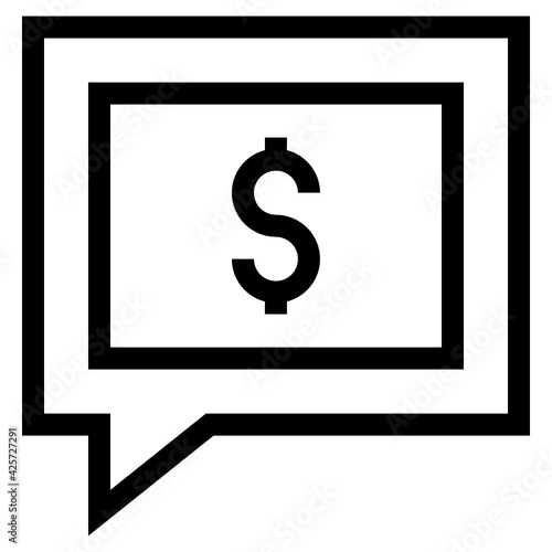 
Dollar inside bubble denoting linear icon of financial chat 

