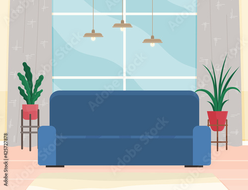 Flat design interior. Planning and arrangement of furniture in apartment. Living room. Home lifestyle. Style house