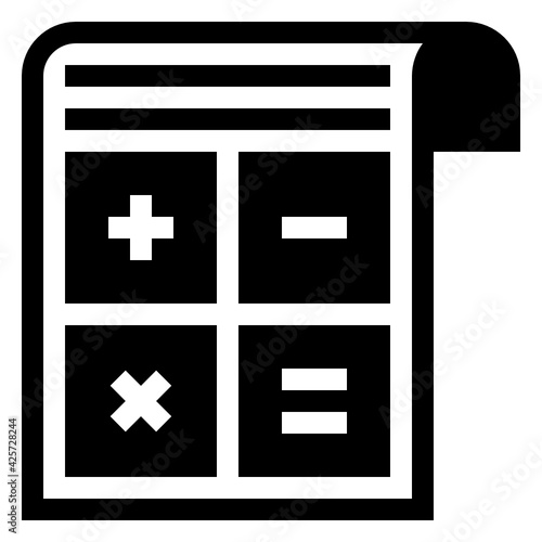 
A very well designed linear icon of calculation paper 

