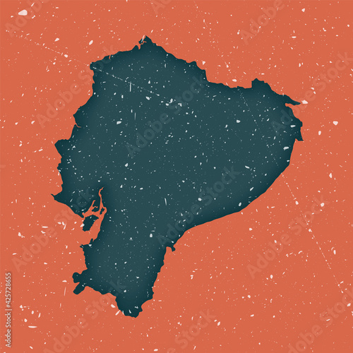 Ecuador vintage map. Grunge map of the country with distressed texture. Ecuador poster. Vector illustration.