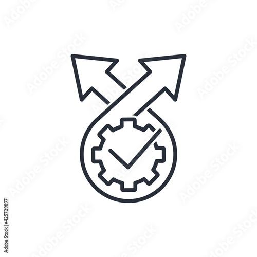 Multipurpose project. Versatile technology. Vector linear icon isolated on white background.