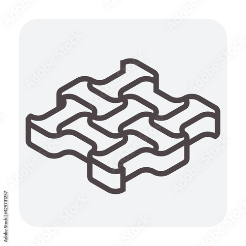 Concrete paver block pavement floor or brick vector icon. For landscape, outdoor, garden by paving on ground to create I dumble pattern. That sidewalk, road, path, street or walkway. Editable stroke.