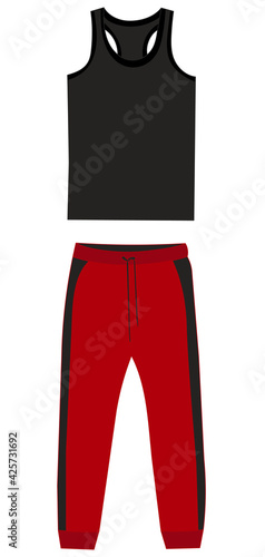 vector, isolated, mens t-shirt and sweatpants