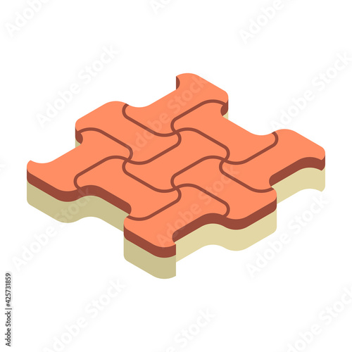 Concrete paver block pavement floor or brick vector icon. For landscape, outdoor, garden by paving on ground to create I dumble pattern. That sidewalk, road, patio, path, street or walkway.