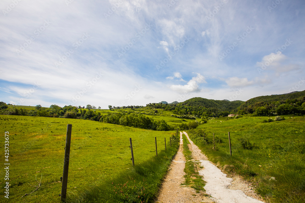 Spring landscape in Falgars D En Bas, La Garrotxa, Spain