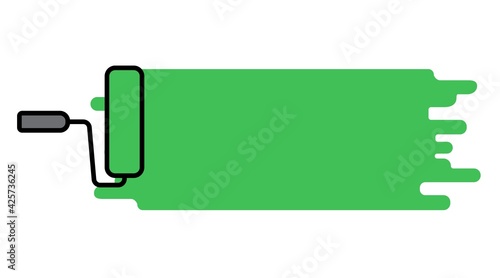 roller Icon brush, , paint, Green color. Painting and restoration.
