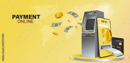Tableau sur toile Using online money instead of cash