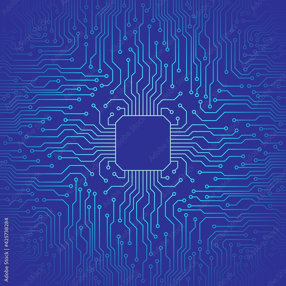 Blue Abstract Technology Circuit Board Background Vector Illustration