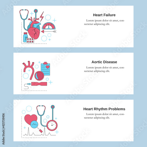 Heart failure, Aortic disease, heart rhythm problems.