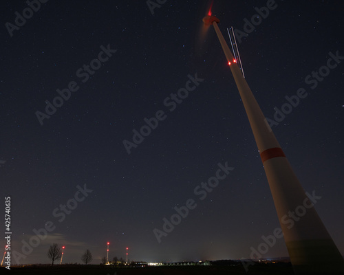 Windräder in der Nacht bei Schöneck (Hessen) photo