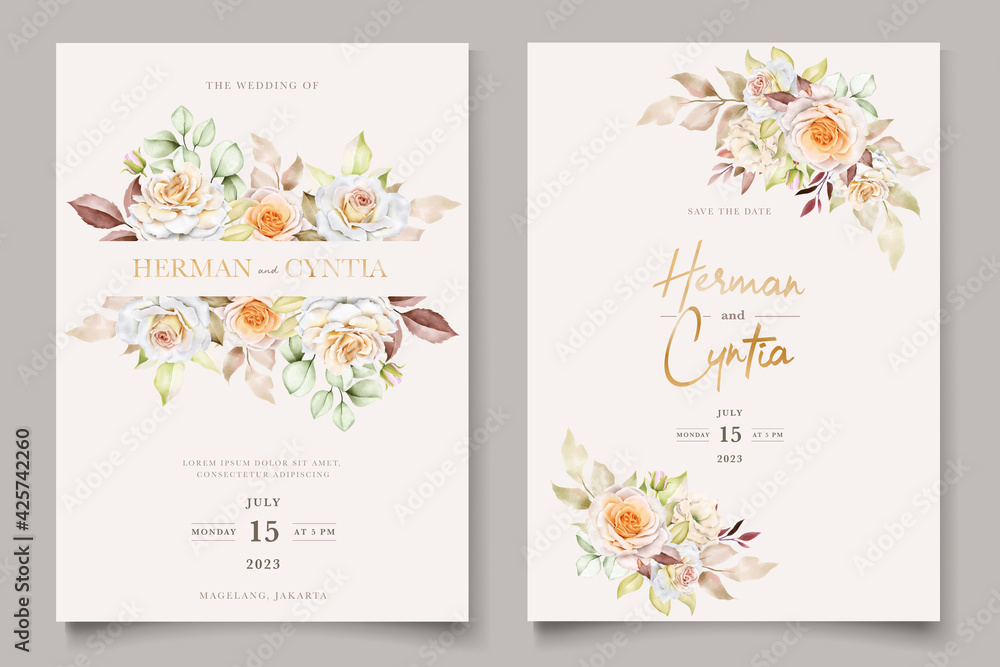 romantic hand drawn floral wedding invitation card set romantic hand drawn floral wedding invitation card set