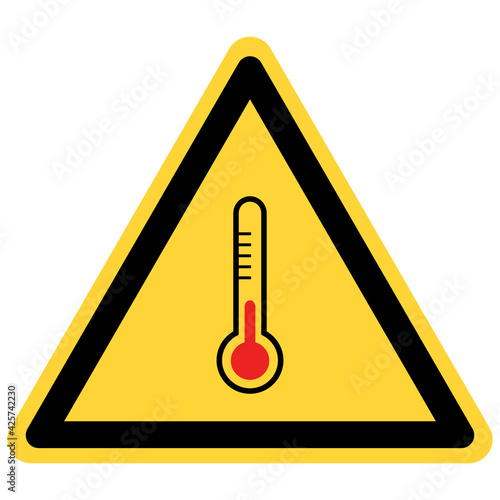 Thermometer und Warnschild
