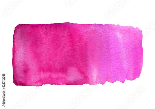 Rectangular shaped colored wash. Abstract pink blot, design template.