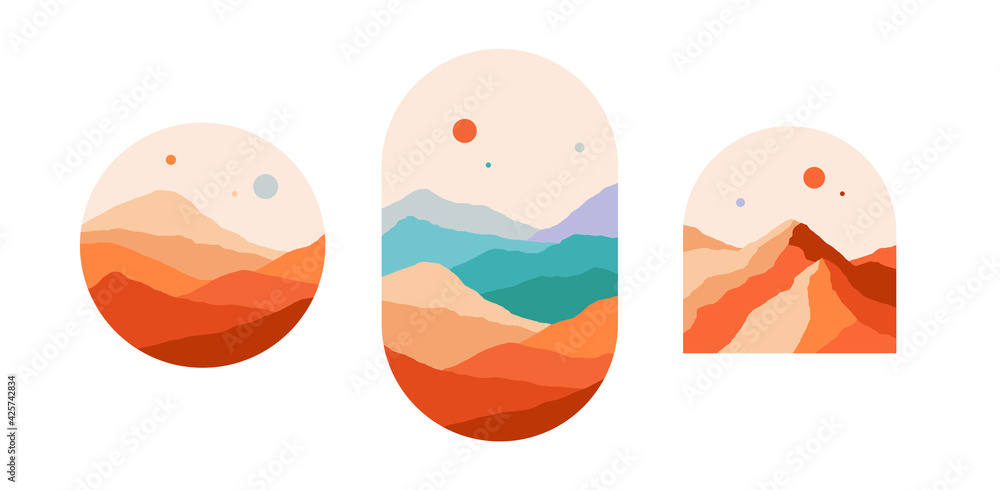 Mountain. Abstract landscape art print, minimalist style Mountain. Abstract landscape art print, minimalist style