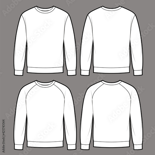 Classic Man's sweatshirts fashion flat sketch template