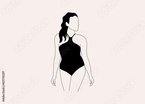 Abstract woman poster. Hand drawn female silhouette for print, wall art, cards. Creative vector illustration