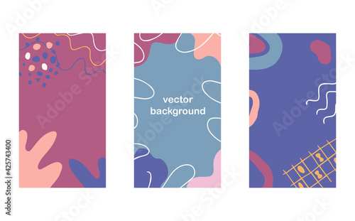 Social media stories. Vector set of abstract trendy backgrounds in minimal style with editable text. Modern design concept