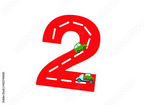 numbers for children, track road numbers with colored cars