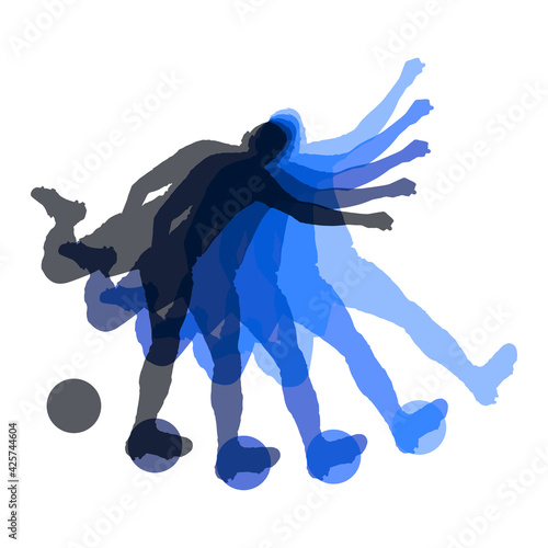 Footballeur Abstrait en Mouvement Bleu v2