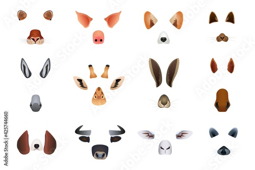 Humor animal avatar minimal mask for app set