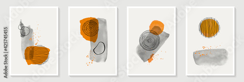 Creative minimalist hand draw Abstract art background. Modern aesthetic illustrations. Bohemian style Collection of contemporary artistic Design for wall decoration, postcard, poster, brochure