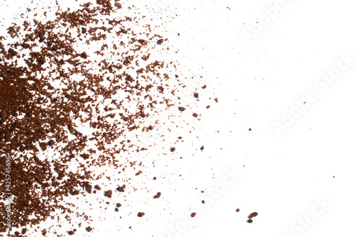 Coffee or chocolate powder Instant coffee, pile of powdered isolated on white background