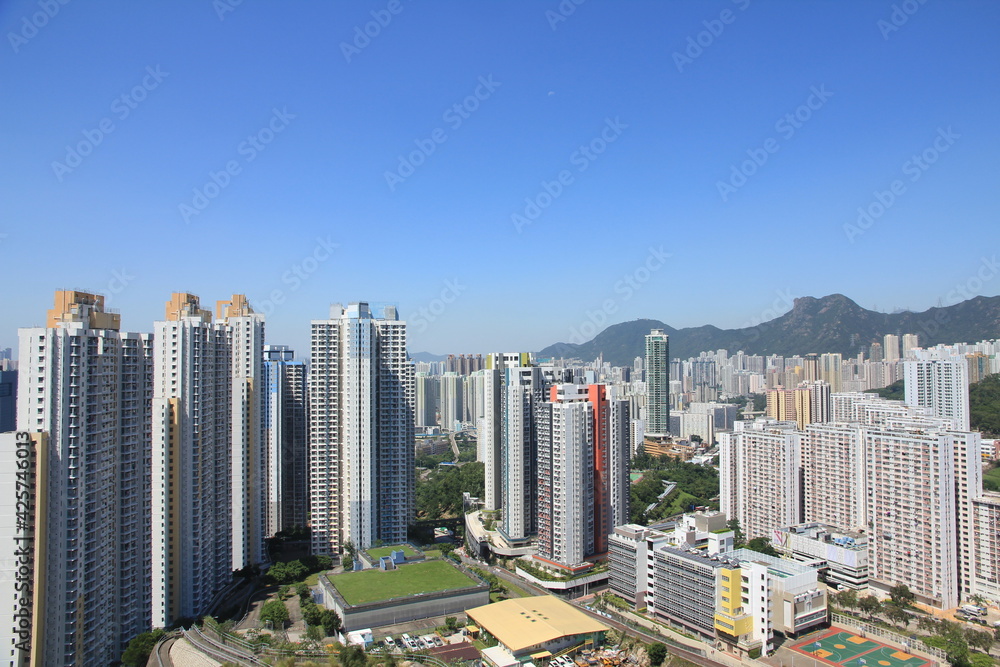 Lion Rock Hill and the Skykine of Kowloon, Hong Kong