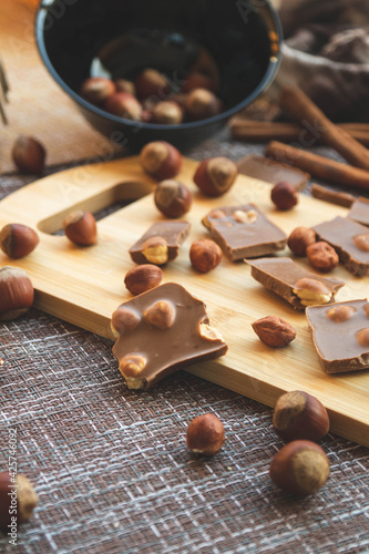 chocolate bars with hazelnuts