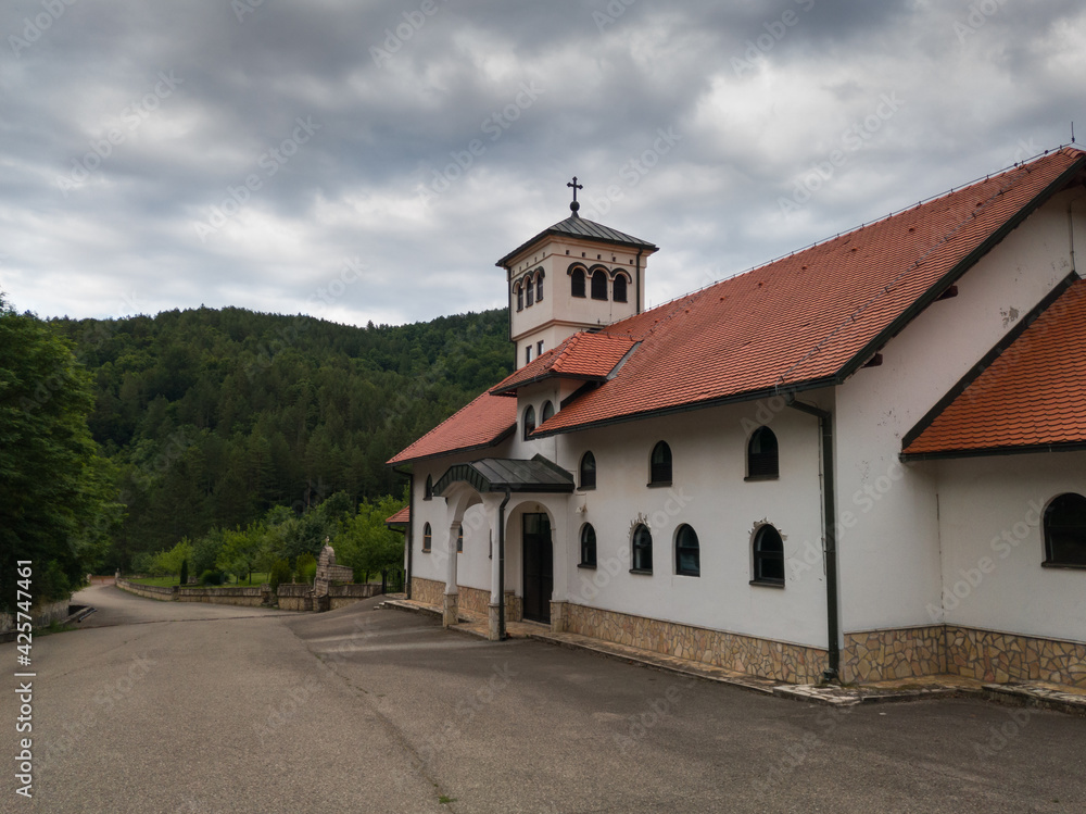 Auxiliary building near the monastery Ozren dedicated to Saint Nicholas, serbian orthodox temple in village Kaludjerica, Petrovac municipality on mountain Ozren, Bosnia and Herzegovina