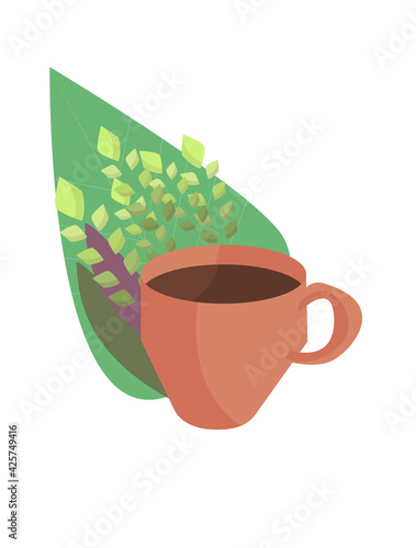 Coral cup with flowers. Spring