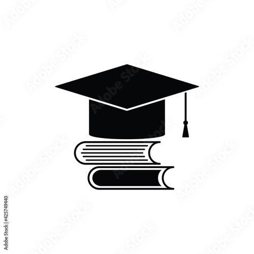 graduation hat with books icon