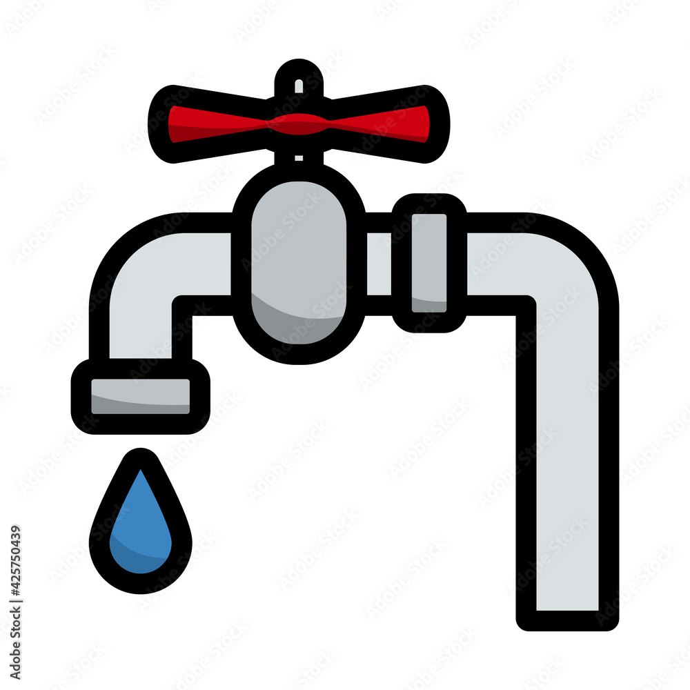 Flat Design Pipe With Valve Icon Flat Design Pipe With Valve Icon