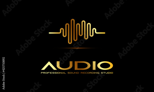 Wallpaper Mural DJ Dance Party Logo, Recording Studio Emblem, Audio Wave and Light Dark Gradient Background
 Torontodigital.ca