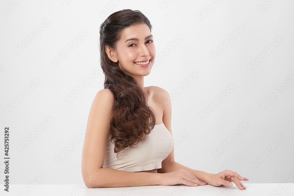 Beautiful young asian woman with clean fresh skin on white background, Face care, Facial treatment, Cosmetology, beauty and spa, Asian women portrait Beautiful young asian woman with clean fresh skin on white background, Face care, Facial treatment, Cosmetology, beauty and spa, Asian women portrait