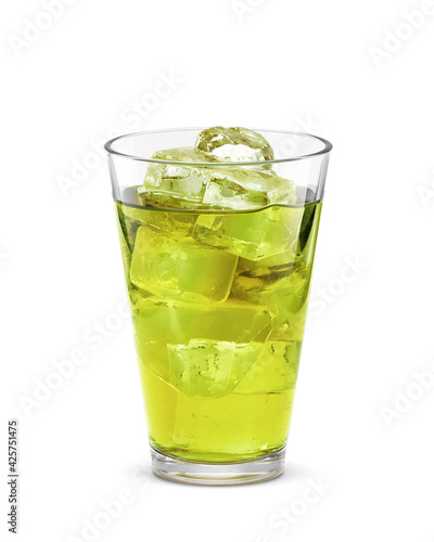 グラス 緑茶 飲み物 イラスト 氷 リアル