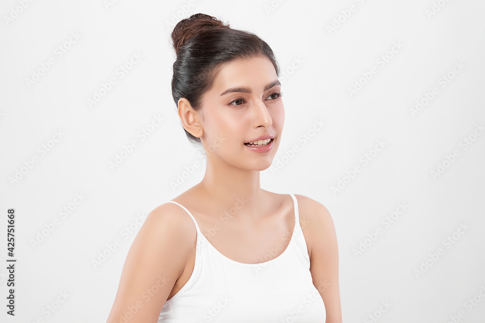 Beautiful young asian woman with clean fresh skin on white background, Face care, Facial treatment, Cosmetology, beauty and spa, Asian women portrait Beautiful young asian woman with clean fresh skin on white background, Face care, Facial treatment, Cosmetology, beauty and spa, Asian women portrait