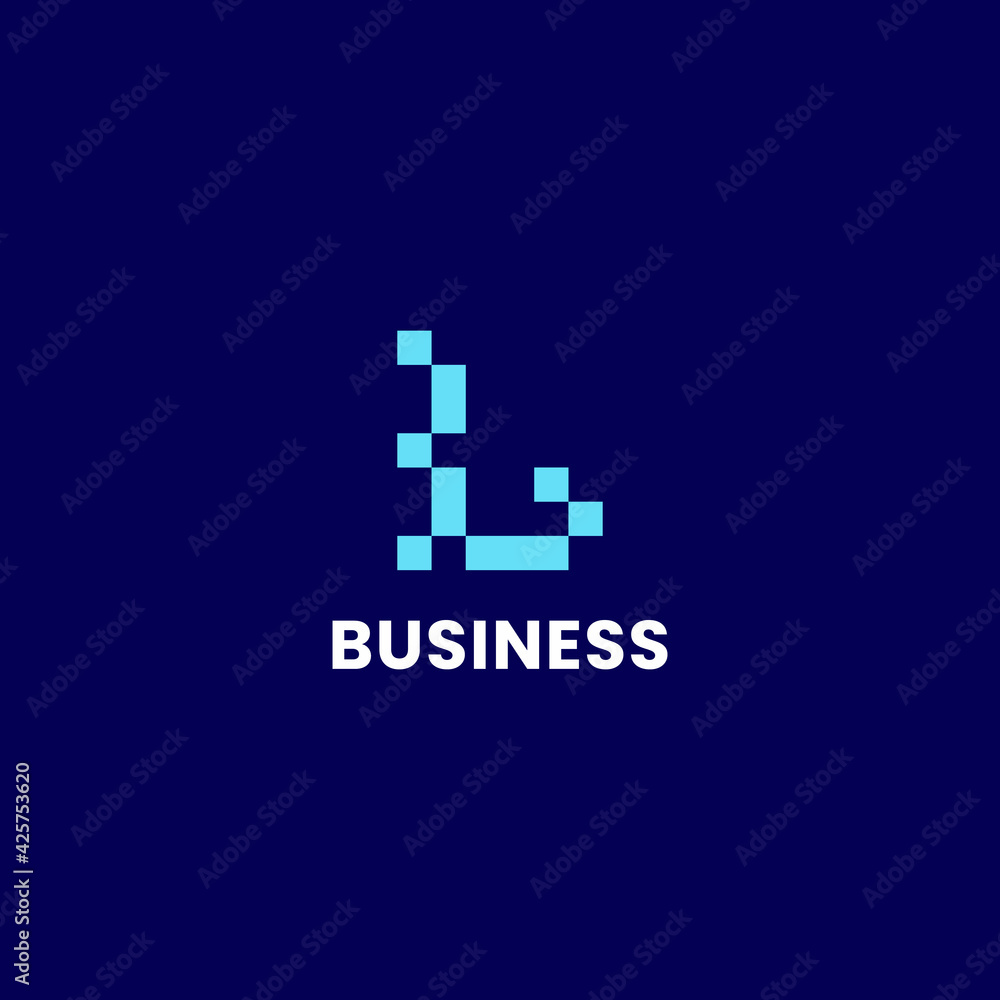 Simple and minimalis bright blue pixel letter L monogram initial logo Simple and minimalis bright blue pixel letter L monogram initial logo