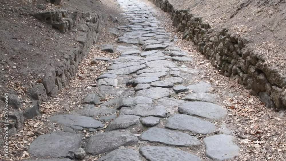 
Ancient roman road in the archeological site of Cuma, Campania, Italy