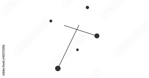 Crux constellation. Stars in the night sky. Constellation in line art style in black and white. Cluster of stars and galaxies. Horizontal composition, 4k video quality photo