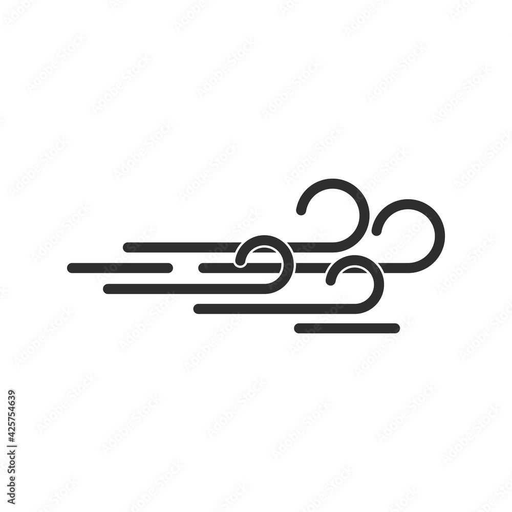 Black single air line icon, simple motion wind weather flat design Black single air line icon, simple motion wind weather flat design