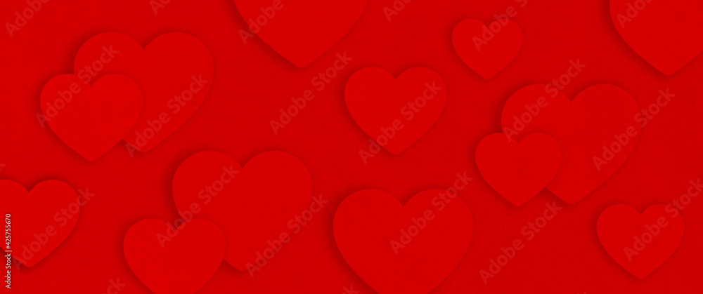 Love heart romantic red background banner. Theme valentine.