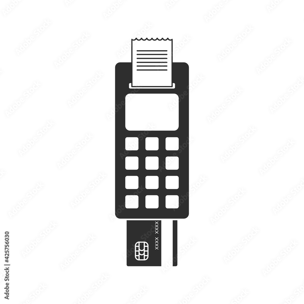 Credit card reader terminal icon in modern silhouette style design Credit card reader terminal icon in modern silhouette style design