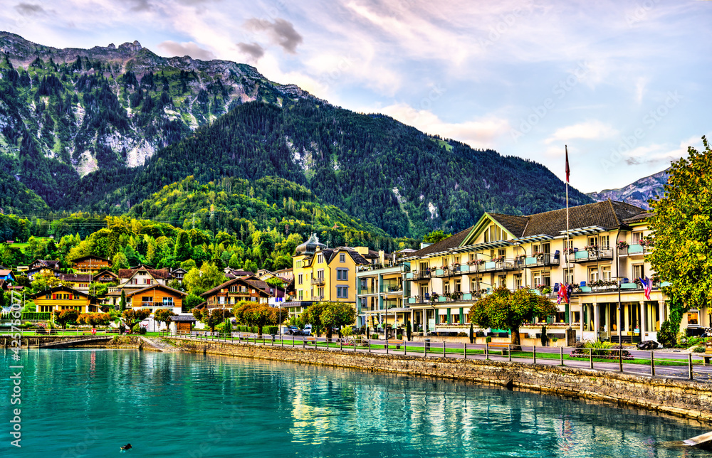 Lake Brienz waterfront in Boenigen, Switzerland