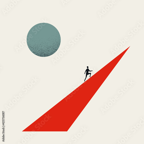 Business career growth and success vector concept. Symbol of corporate ladder climb, ambition. Minimal illustration.