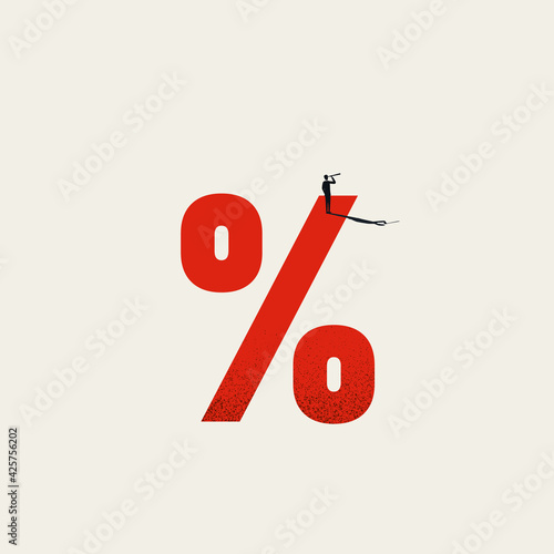 Business interest rate vector concept. Man searching for loan, investment, financial consulting. Minimal illustration.