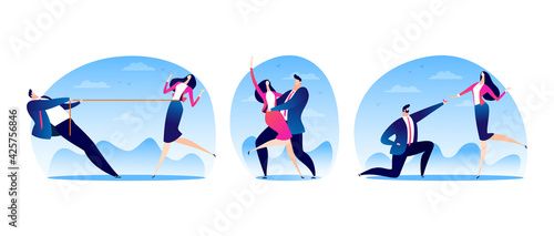 Woman man character couple in love set, vector illustration. Cartoon lover pe...